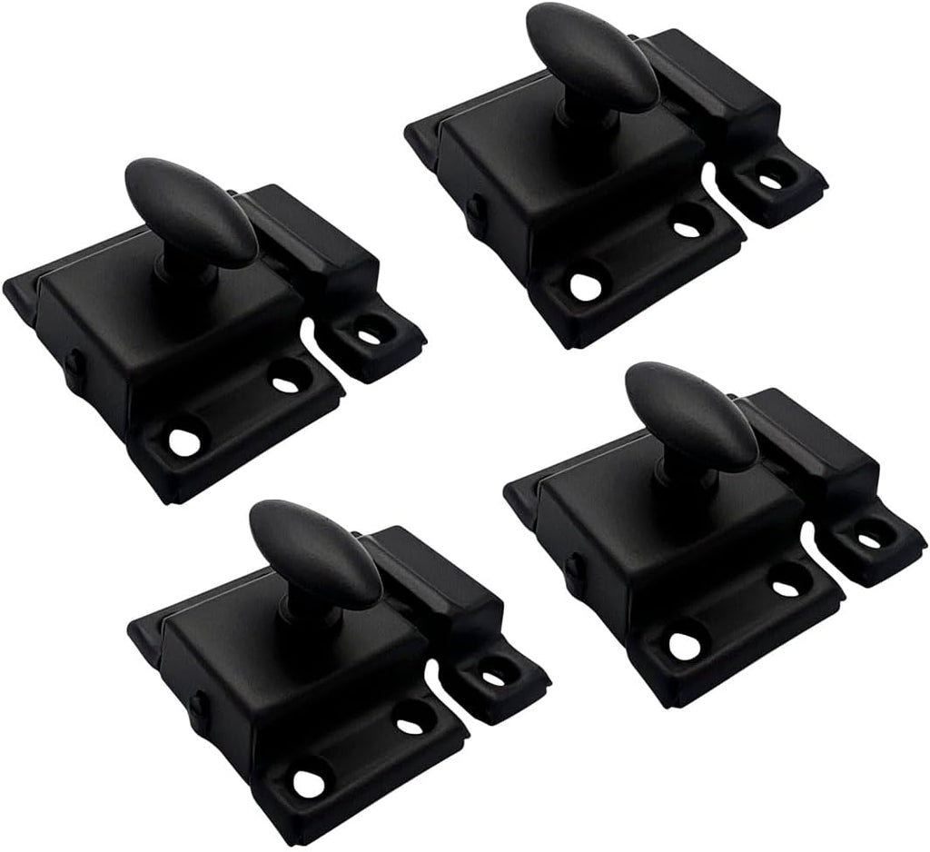 Oval Turn Cabinet Latch, & Other Furniture, Small, Matte Black, 4 Pack, Made in Taiwan