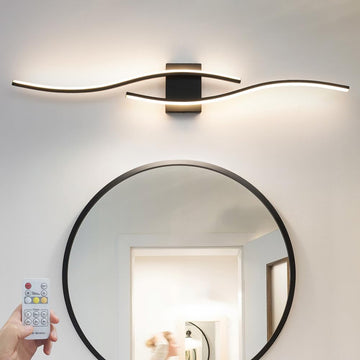 Black Vanity Lights Fixtures Over Mirror, Modern LED Bathroom Light Fixture with Remote Control, 3CCT Dimmable