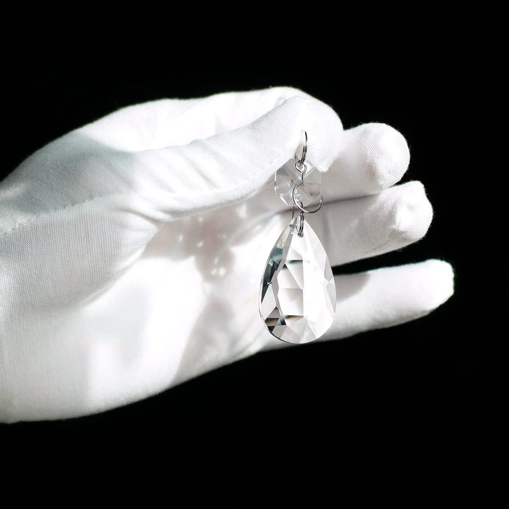 12pcs Crystal Suncatchers, Teardrop Chandelier Prism Clear - Hanging Glass Beads Chandelier Replacement