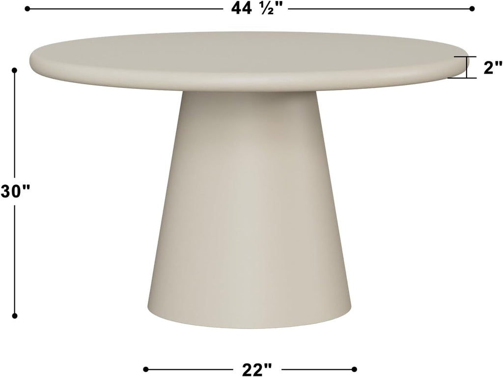 Modern Round Dining Table for 4, Circle Dining Room Table 44.5" with Matte Gray Concrete, Pedestal Dining Table for