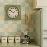 Vintage Wall Clock 1950s Style - Retro 50's Mid Century Square Wall Clocks Battery Operated for Kitchen Living Room