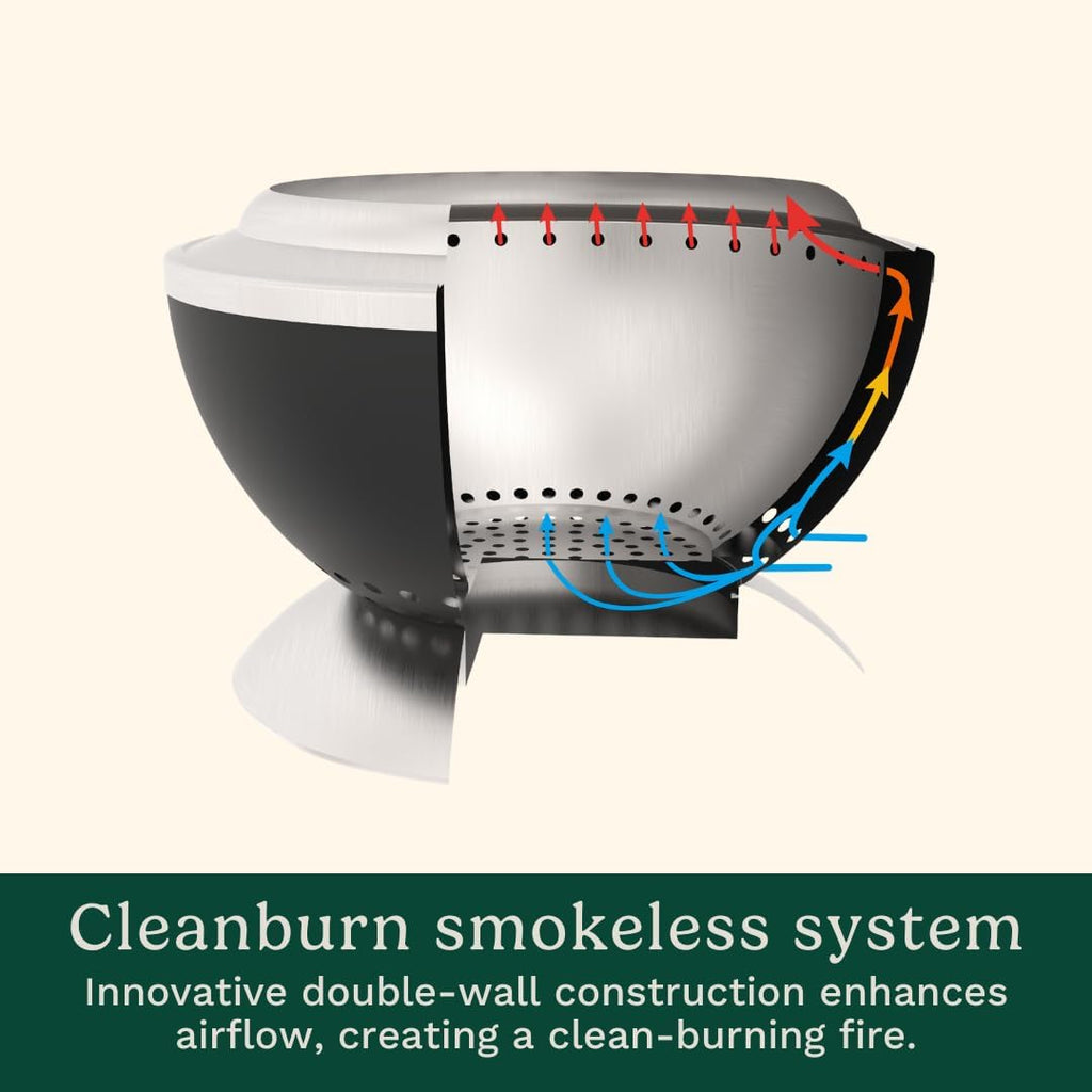 24” Cleanburn Smokeless Fire Pit with Removable Base for Ash, Portable Wood Burning Outdoor Fireplace, Stainless Steel Smoke Free Outdoor Heater - Image 4