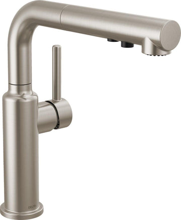 Daneri Brushed Nickel Kitchen Faucet with Pull-Out Sprayer, Modern Single Hole Faucet, Single Handle, Stainless