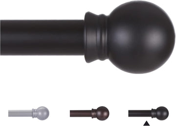 Curtain Rods for Windows 31 or 46 Inch, 5/8" Diameter Black Curtain Rod Adjusts Length by Splicing