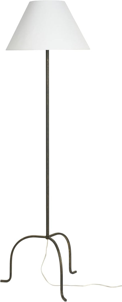 66" Black Wrought Iron Heritage Metal Slim Tripod Standing Floor Lamp for Modern, Industrial, Minimalist Living Room