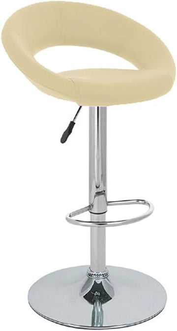Rho Leather Contemporary Adjustable Height Bar/Counter Stool - Chrome Base/Footrest Barstool (Toffee)