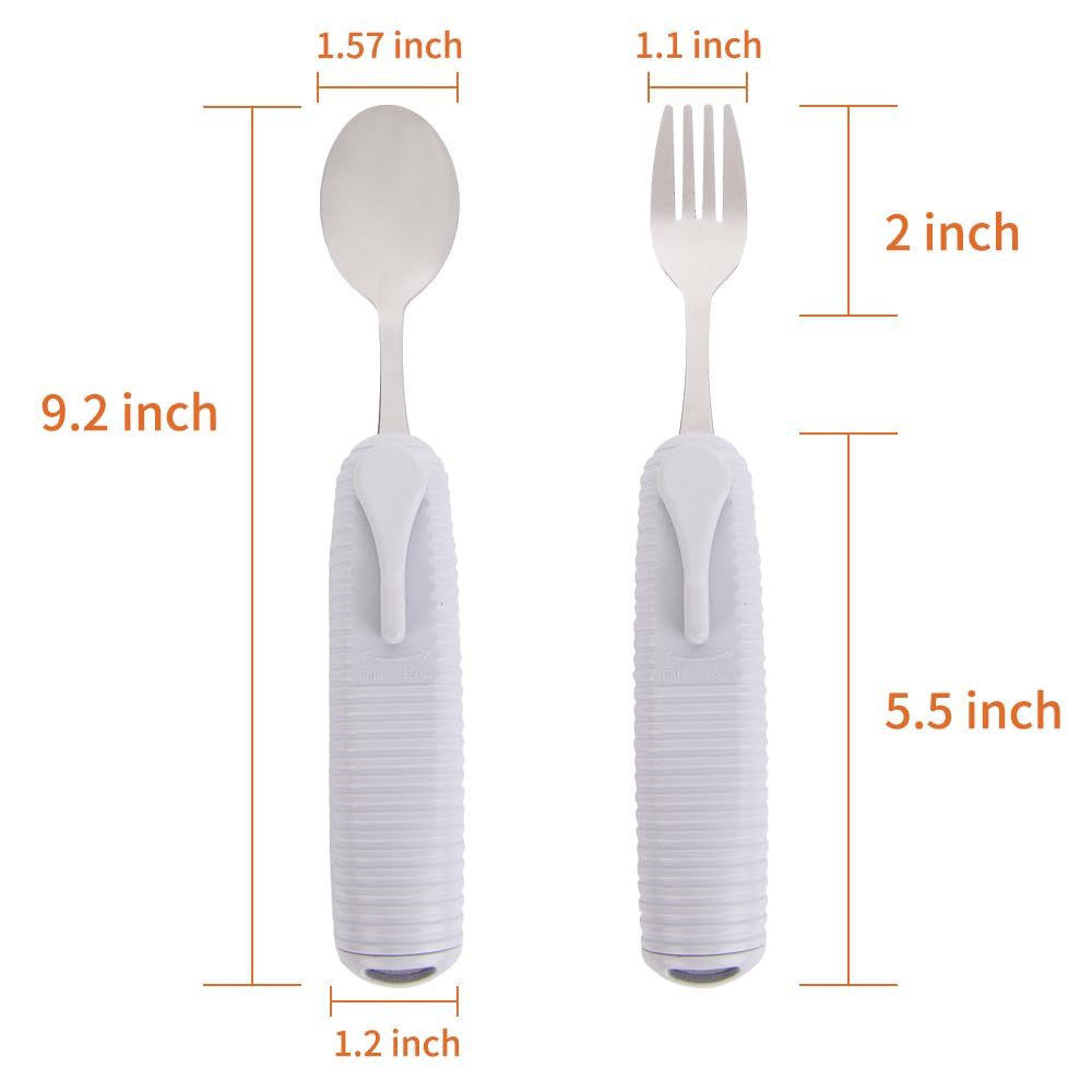 Adaptive Utensils Set, Angle Adjustable Arthritis Aid Silverware for Parkinsons, Hand Tremors, with Non-Slip Easy