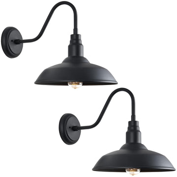 14 Inch Gooseneck Barn Lighting Outdoor Large Exterior Gooseneck Light Fixtures, Matte Black Farmhouse Barn Lights 2