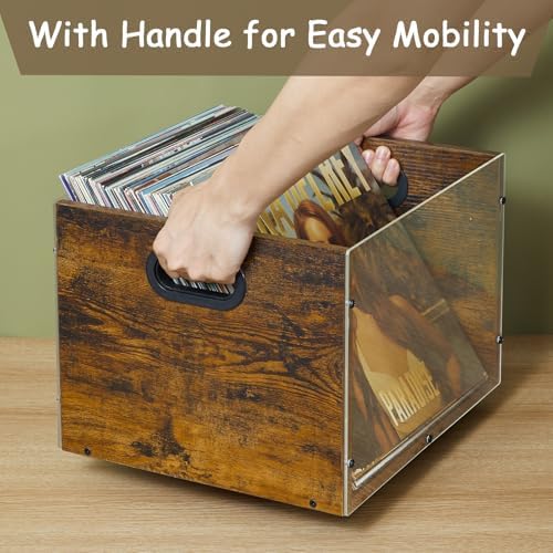 Acrylic Vinyl Record Storage Crate, Visible Record Holder