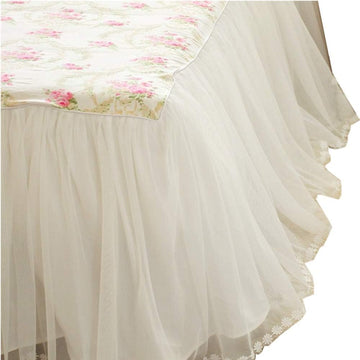 Dust Ruffled Bed Skirts King Size Wrap Around Lace Bed Ruffle with Platform 18 inch Deep Drop Cotton Floral Girls Bed