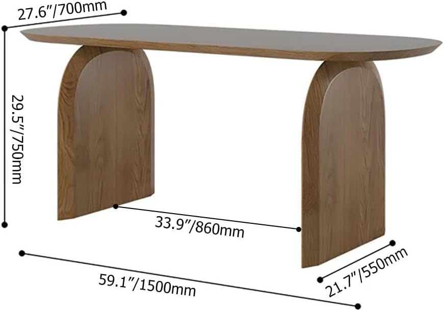Japandi Oval Dining Table for 4, 59.1 Inch Solid Pine Wood Kitchen Table, Modern Mid Century Minimalist Kitchen &