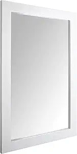Rectangular Wall Mount Mirror, Wide Trim, 24" x 36", White