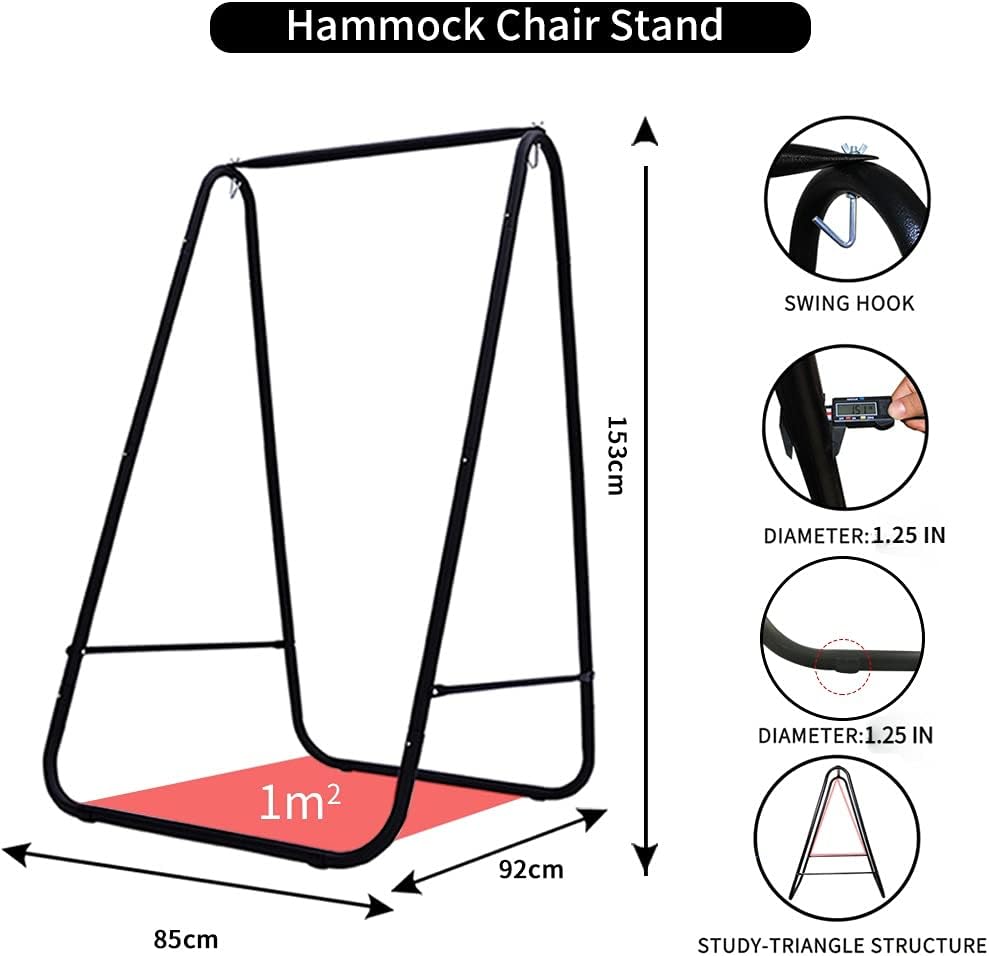 Hammock Chair Stand with Hanging Swing Chair Included,Weather Resistant and Saving Space Stand Max 450 Lbs, Quality