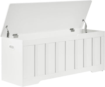 47.2"Storage Chest Extra Large,Wooden Storage Bench(White) | Storage trunk with 2 Safety