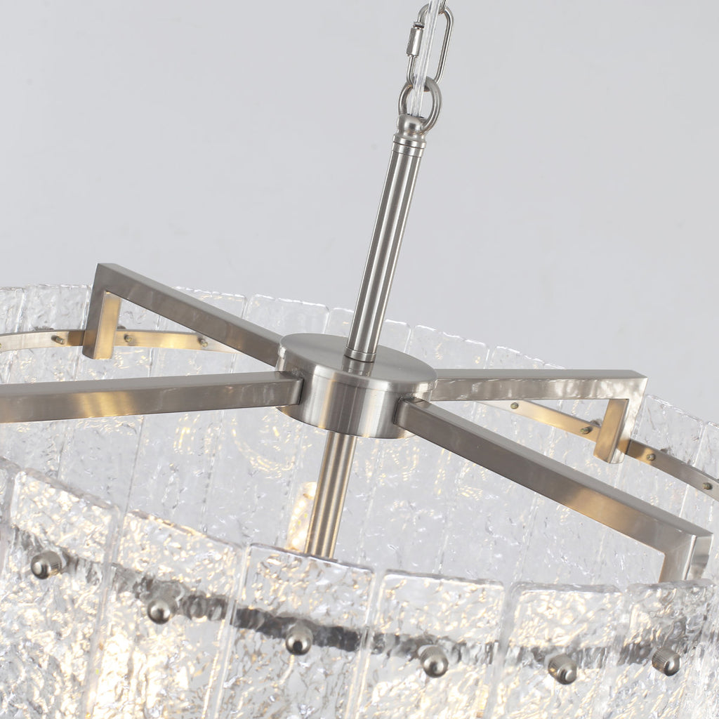 5-Light 18.7" Dimmable Modern Round Drum Chandelier With Water Ripple Glass Shape