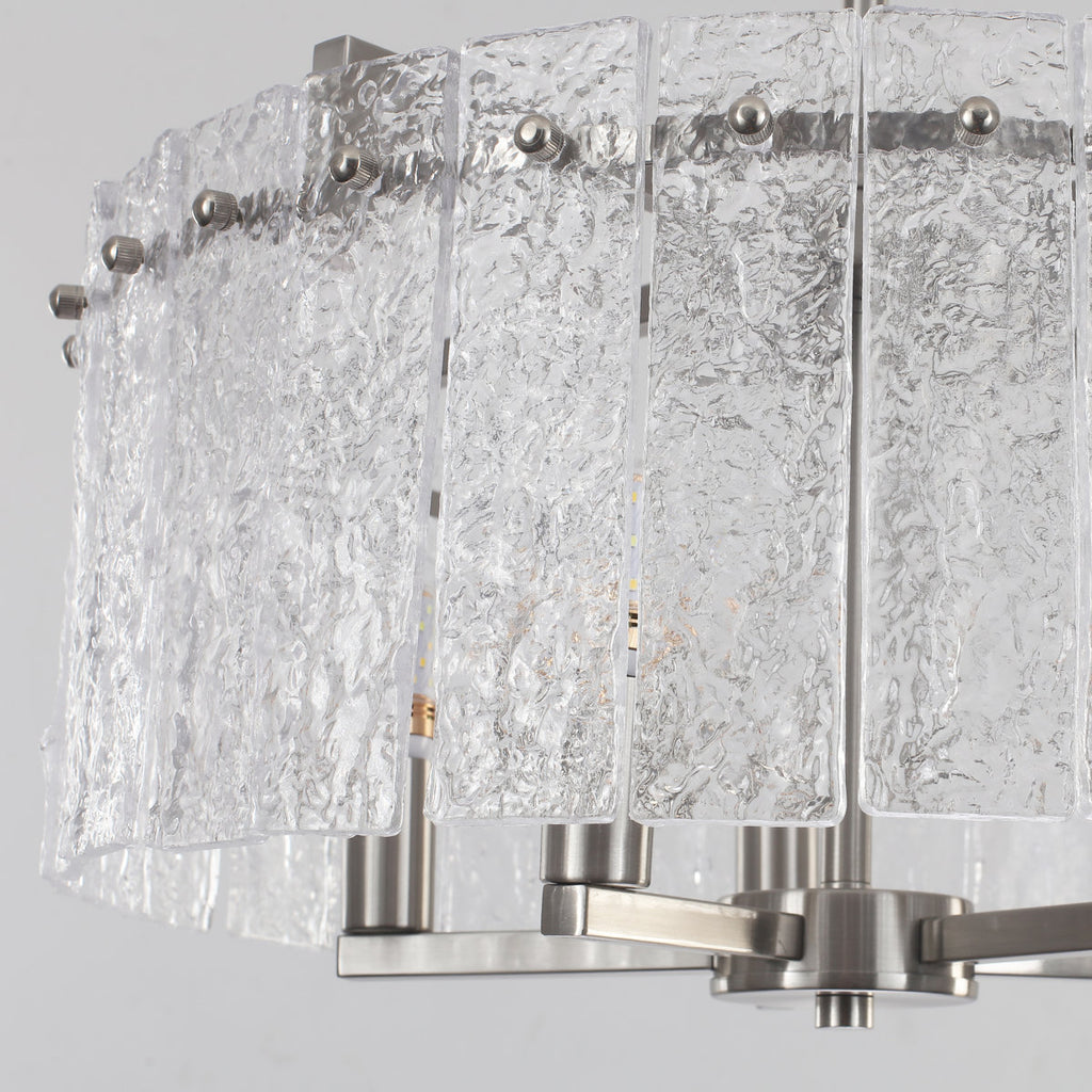 5-Light 18.7" Dimmable Modern Round Drum Chandelier With Water Ripple Glass Shape