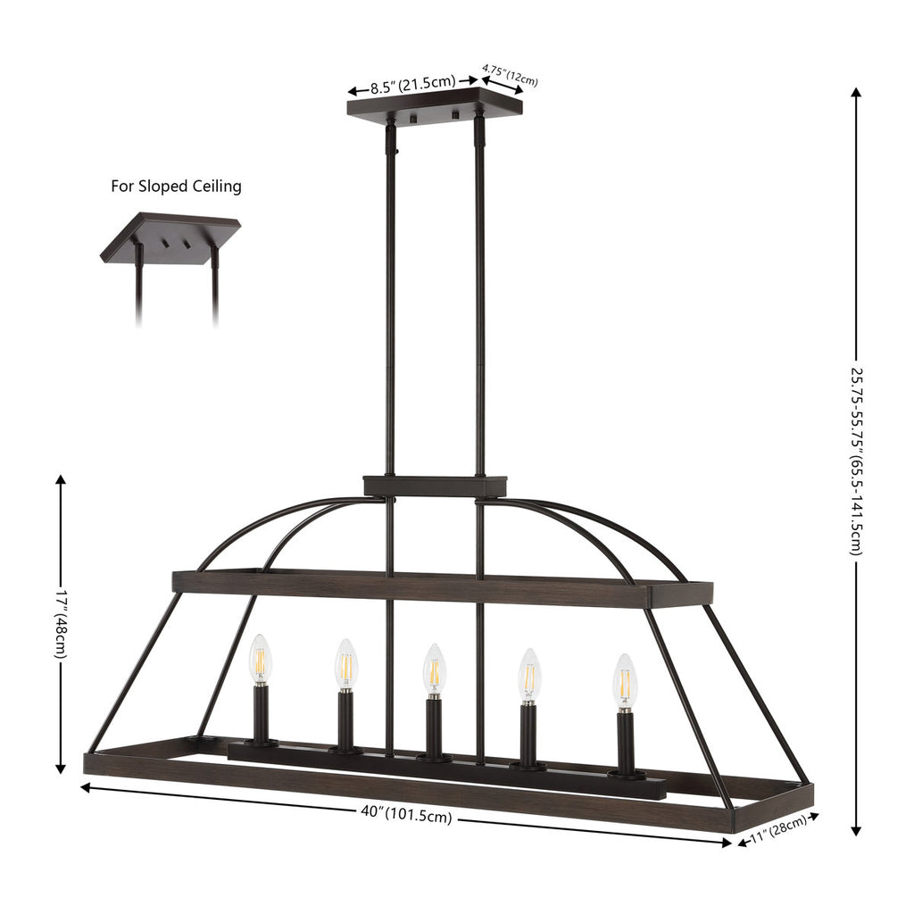 5-Light Dimmable Modern Linear Chandelier