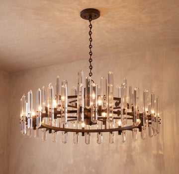 Inspired Bonnington Style 48 Inch Round Crystal Chandelier Bronze - Main Product View
