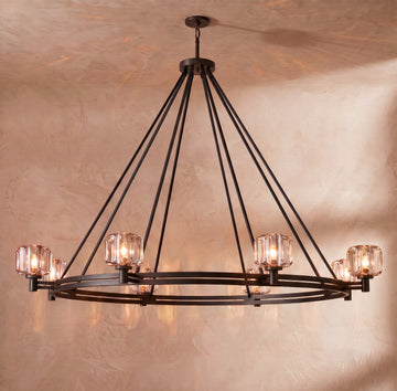 Inspired Demaret Style 60 Inch Round Crystal Chandelier Bronze - Main Product View