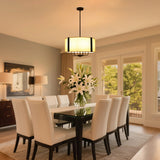 6-Light 20 Inch Farmhouse Dimmable Drum Chandelier Light Fixture With Fabric Shade For Dining Room Kitchen Living Room