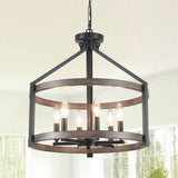 6-Light 23.1" Dimmable Farmhouse Round Cage Chandelier