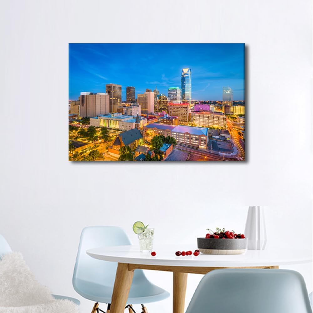1 panel Canvas Wall Art Decor Oklahoma City Picture Printing Wall Art City Skyline Theme Poster Prints on Canvas Home