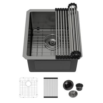 15x17 Inch Undermount Bar Sink Gunmetal Black