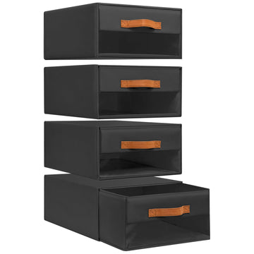 Closet Organizers and Storage - Foldable Storage Bins with Drawers Fabric Stackable Storage Drawers with Clear