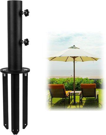 Patio Umbrella Stand Base,Heavy Duty Outdoor Umbrella Holder with 3 Ground Spikes for Stability