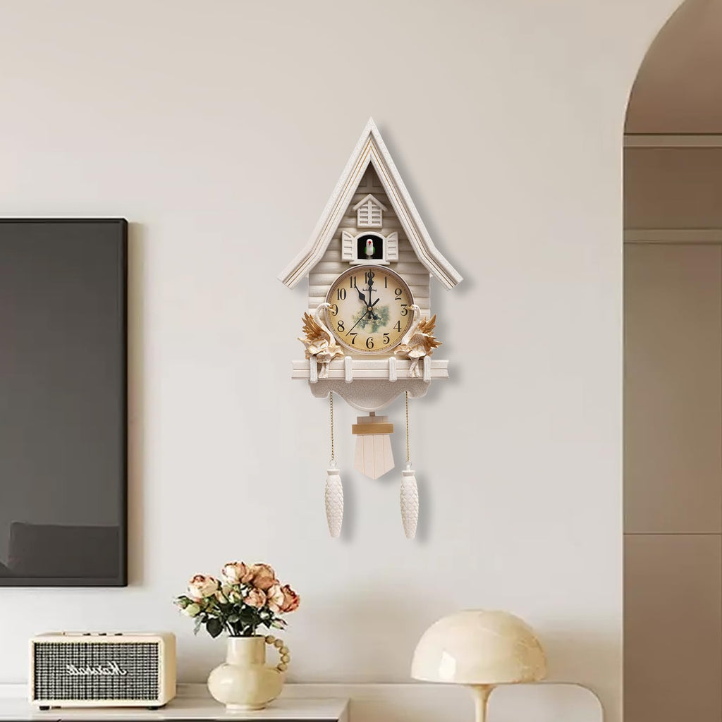 Black Forest Wall Clock, Modern Creative Silent Wall Clock, Realistic House and Cuckoo Shapes, Battery Powered(Not