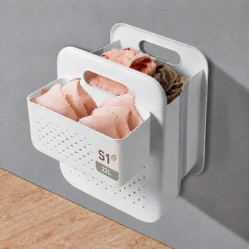 Collapsible Laundry Basket, Wall Mounted Hamper with Mini Basket