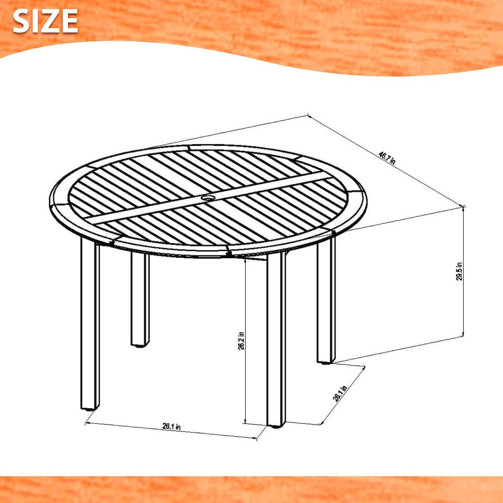 Adelaide Eucalyptus Patio Dining Set | Teak Finish | Durable and Ideal for Outdoors, Round 5-Piece