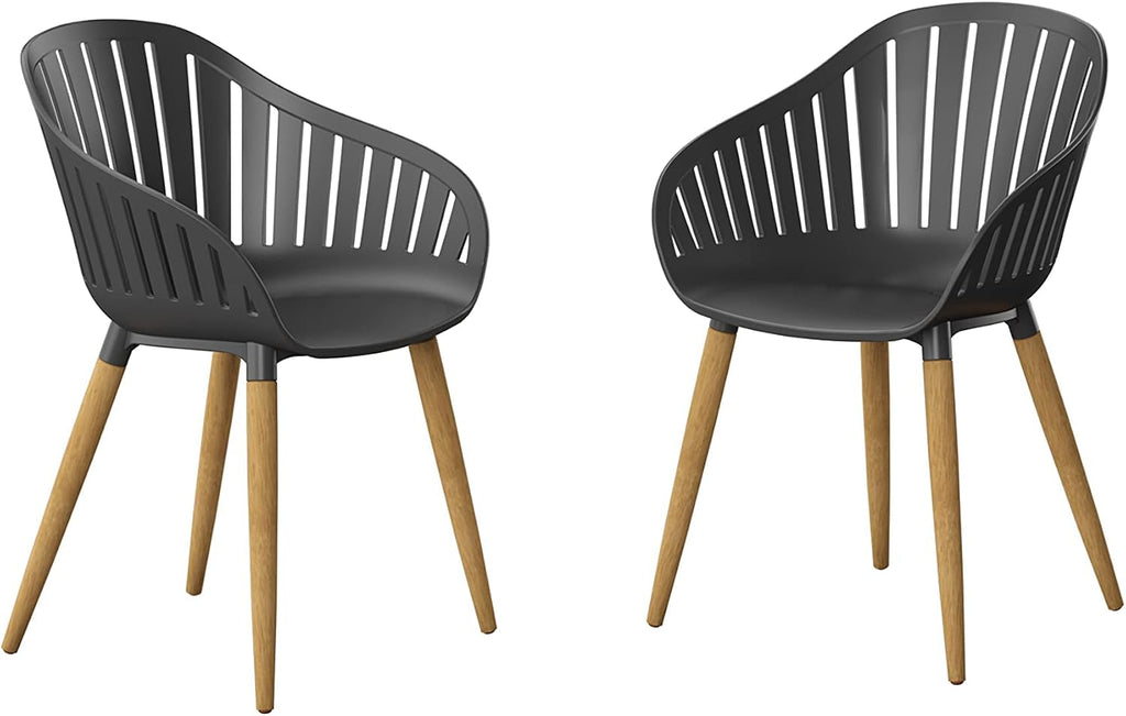 Villanova 2-Piece Chair Set Ideal for Outdoors, Black Light Teak Finish
