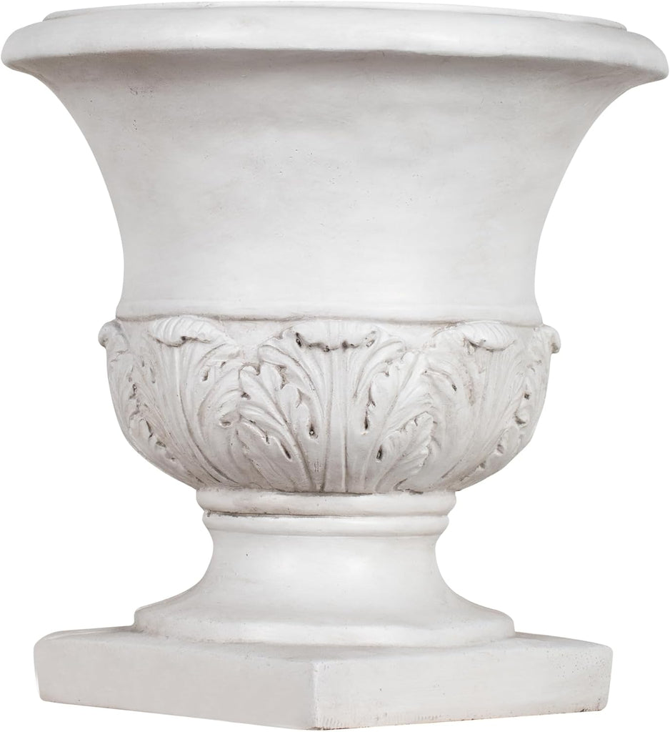 18.31" H Classical Acanthus Leaf Pedestal Urn Planter Weather-Resistant MGO Outdoor Flower Pot for Garden Patio and