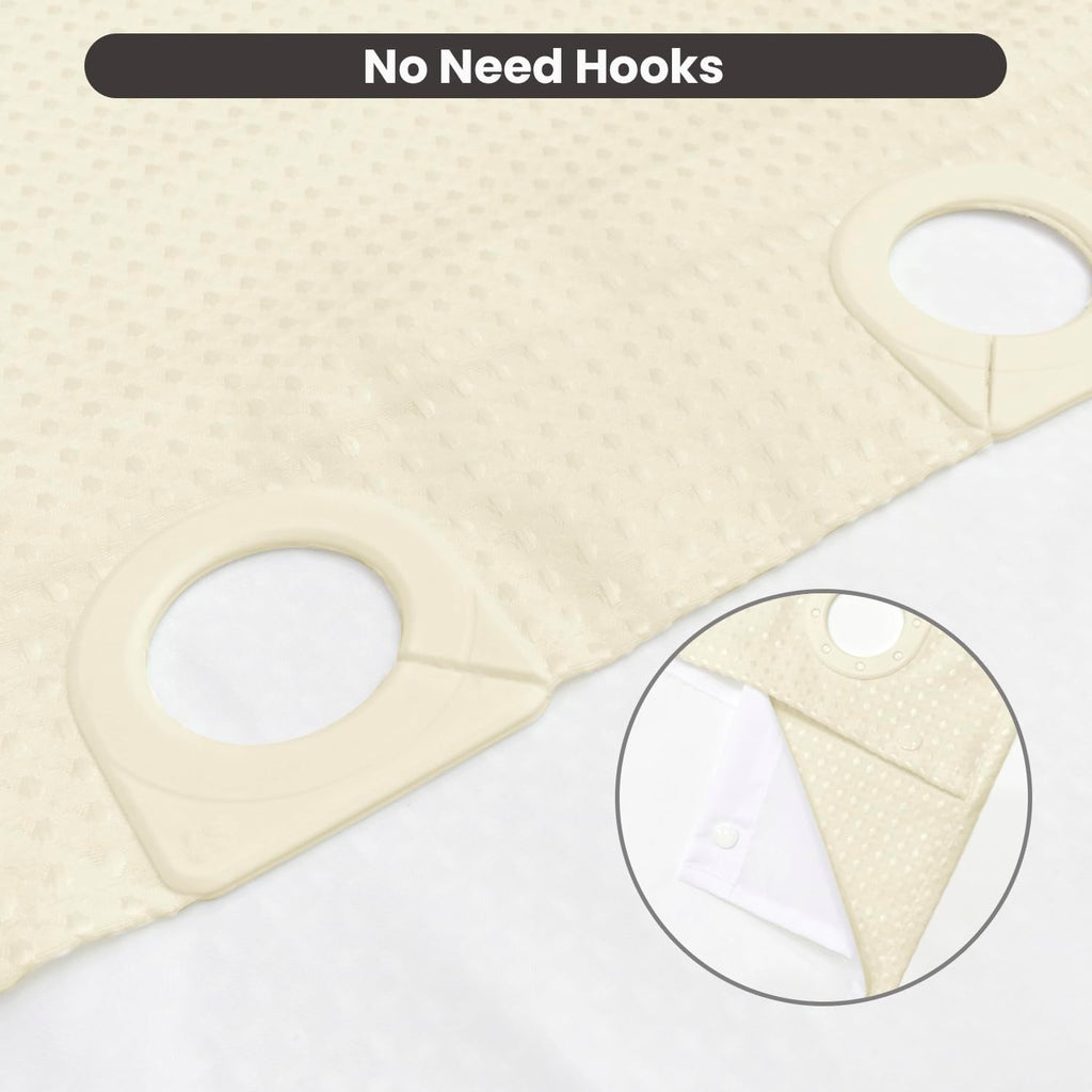 No Hook Shower Curtain with Removable Snap-in Liner, Waffle Weave 230 GSM Polyester, Weighted Hem, Water Repellent