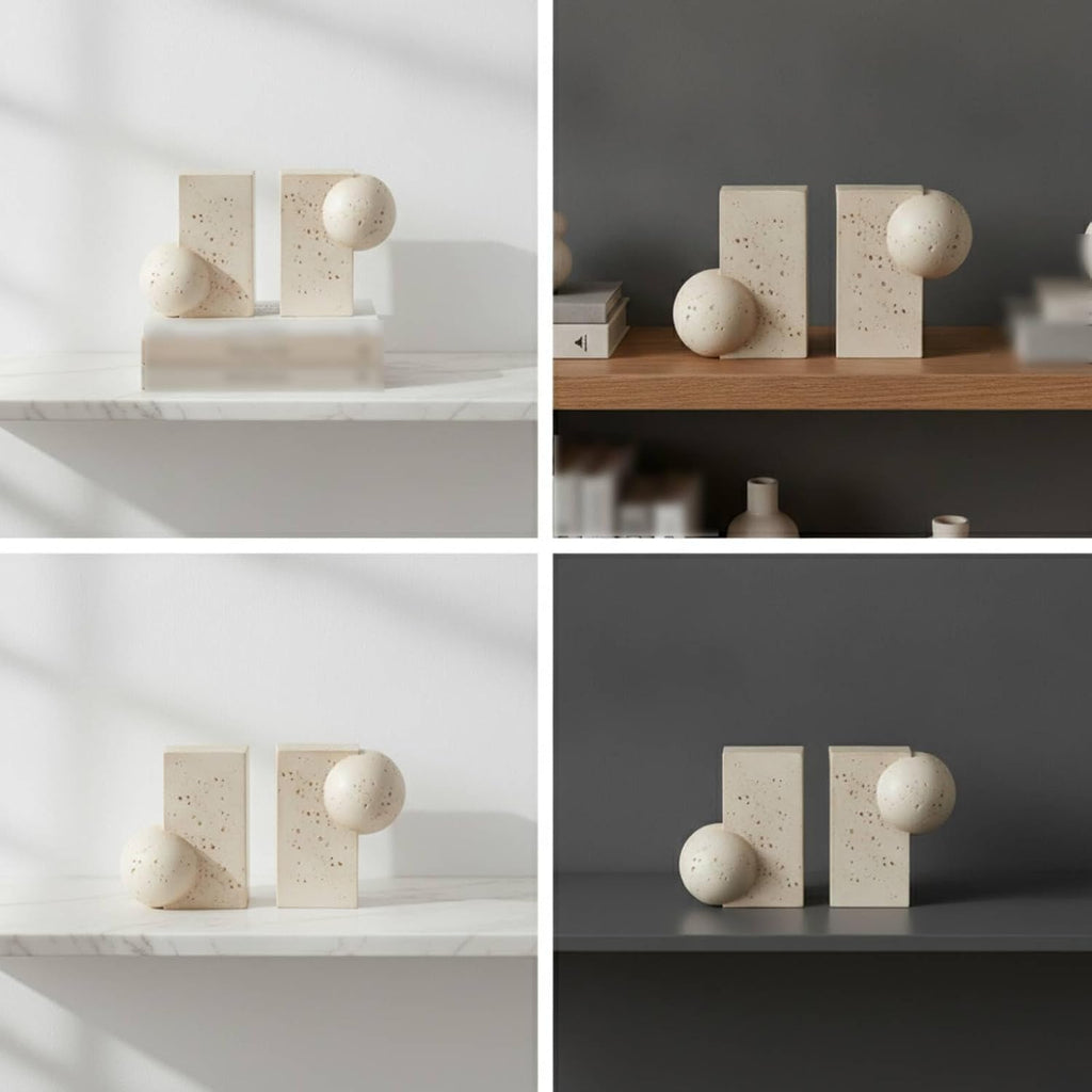 Sculptural Bookends Decorative Geometric Bookends Abstract Decor for Study Desk