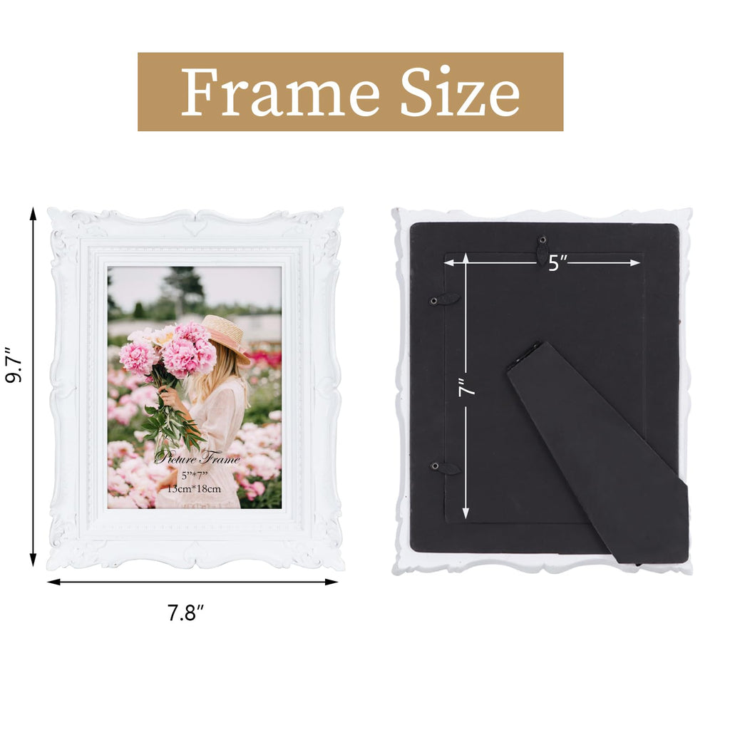 5x7 White Vintage Picture Frame