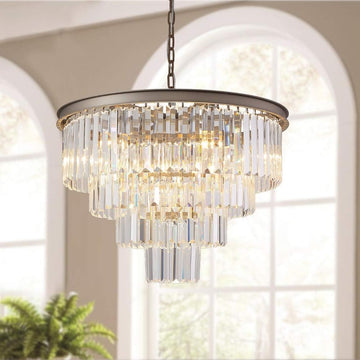 Inspired Odeon Style 5-Light Nickel Crystal 4-Tier Modern Chandelier
