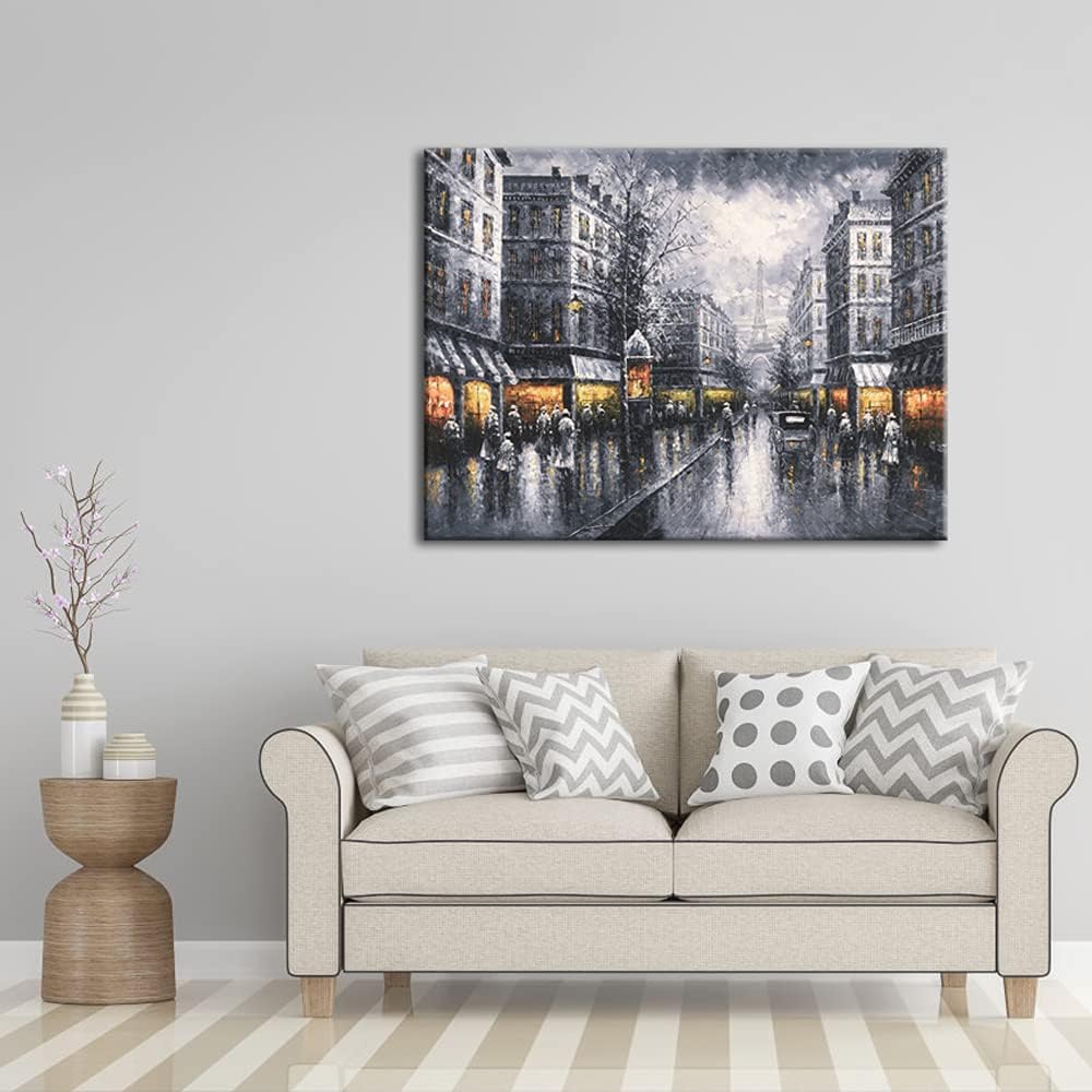 Paris Street View Large Modern Wrapped Giclee Cityscape Artwork Contemporary Landscape City Oil Paintings