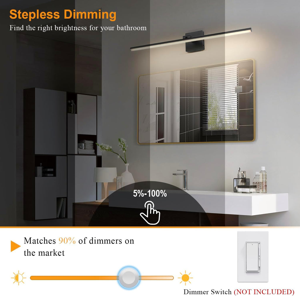 LED Bathroom Vanity Light, Modern Bathroom Light Fixture Over Mirror (3000K/4000K/6000K, Dimmable), Vanity Light Bar