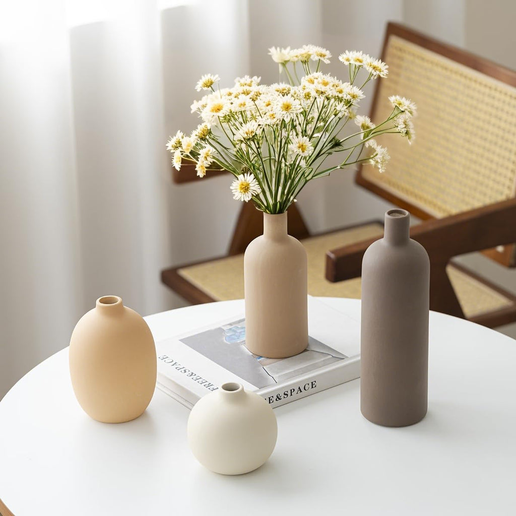 Modern Ceramic Vase Set, Neutral Colors, Decorative Vases