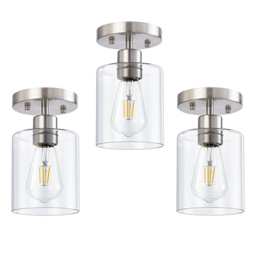 1-Light Semi Flush Mount Ceiling Lights, Brushed Nickel Kitchen Lighting Fixtures Ceiling, Modern Ceiling Light