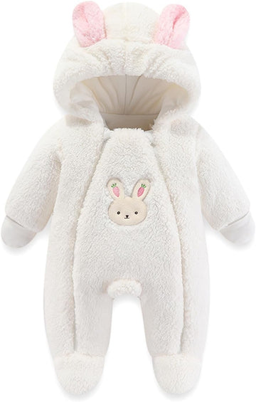 Baby Winter Hooded Romper, Cartoon Zipper Footie Snowsuit Jumpsuit Outfits,Winter Coat Toddler Clothes