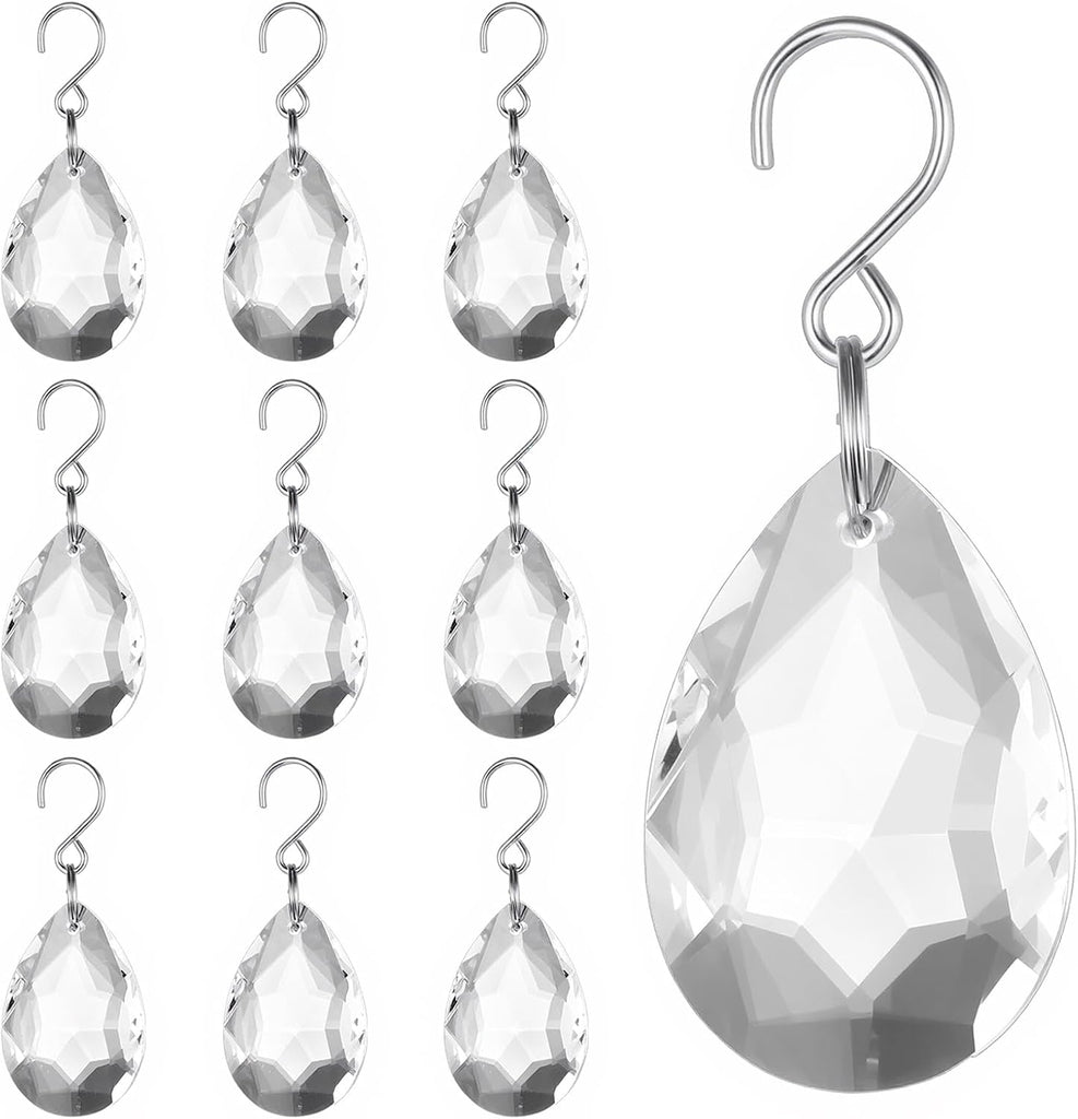 38mm Crystal Suncatcher Prism 10pcs Teardrop Chandelier Crystals Replacement Pendants with Hook Chandelier Pendant