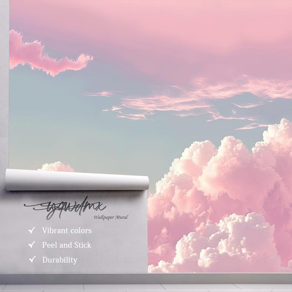 3D Pink Cloud Peel and Stick Wallpaper wall Mural Girl Kid's Room ZY08 L