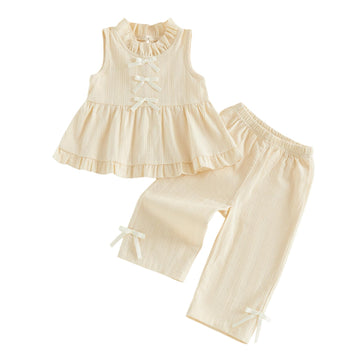 Toddler Baby Girl Summer Clothes Sleeveless Muslin Smocked Top Pants 6 9 12 2 3 4 Cute Kids Outfit