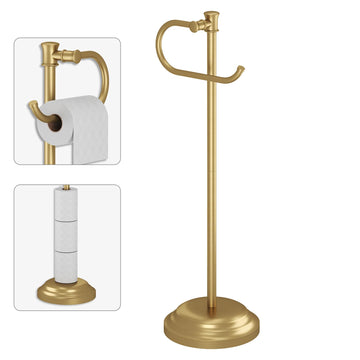 Toilet Paper Holder Floor Stand, Bathroom Freestanding Gold