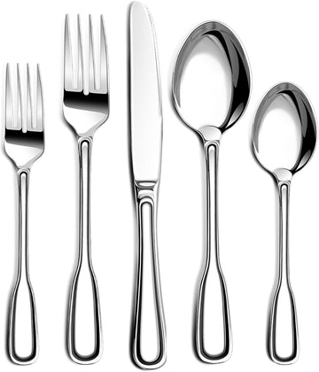 Silverware Set for 8, Stainless Steel Cutlery Set with Wide Handles