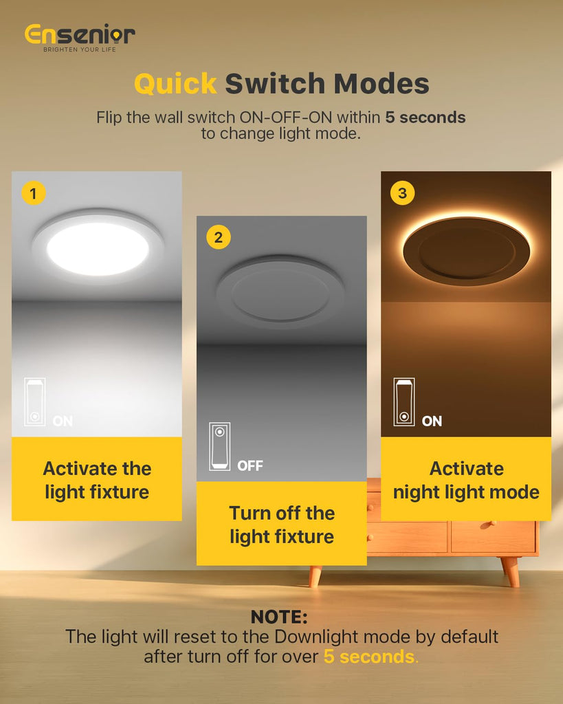 12 Pack 4 Inch LED Recessed Ceiling Light with Night Light, Dimmable, 2700K-5000K 5CCT, 750LM 9W 120V, High
