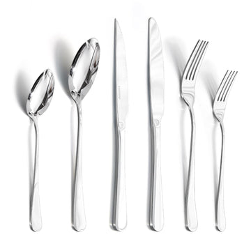 Silverware Set with Steak Knives for 4, 24 Piece Heavy Duty 18/10 Stainless Steel Flatware Set, Mirror Polished